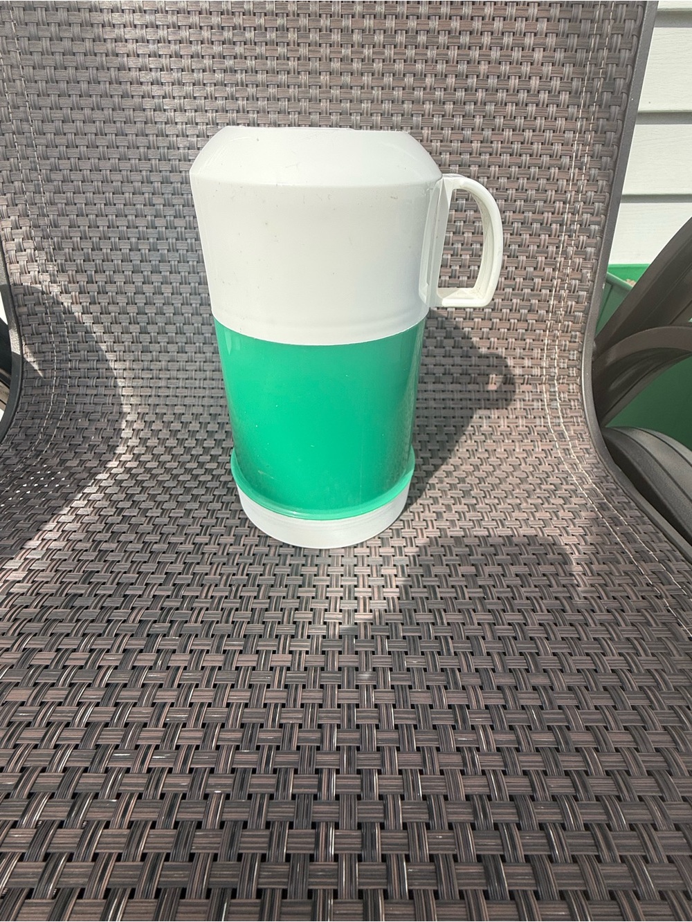 Vintage white and green thermos tumbler insulated